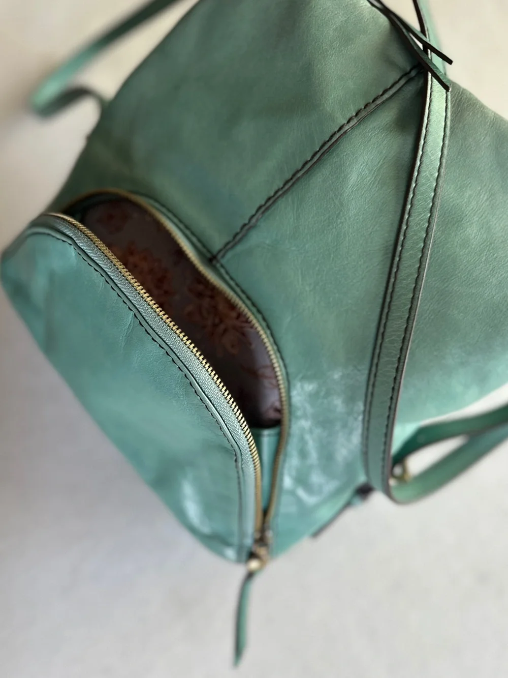 HOBO Verse Leather Convertible Backpack Shoulder Bag in Seafoam